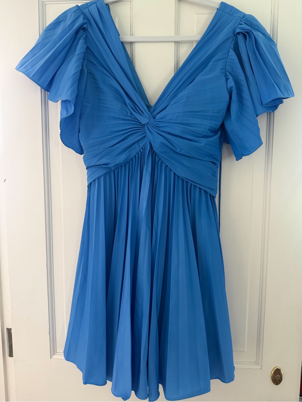 Monique Lhuillier Vibrant Blue Knot-Front Mini Dress